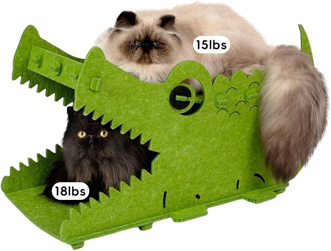 Cat Bed House, for 25 LBs Indoor Cats&Small Dogs, Large Cute Crocodile Felt Pet - Image 2