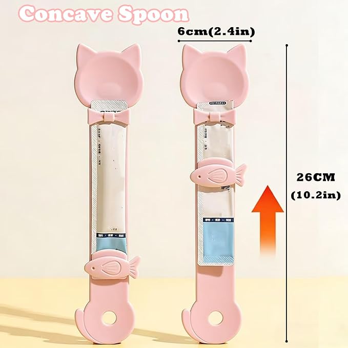 Cat Treat Spoon & 3 Pcs Can Lids | Cat Strip Feeder Squeeze - Image 2