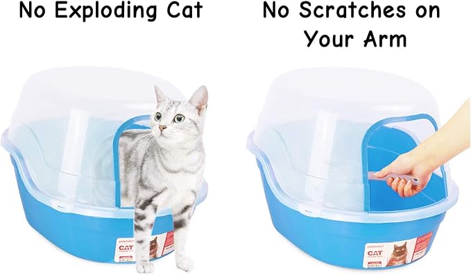 Petphabet Jumbo Hooded Cat Litter Box, Extra Large, Light Blue - Image 3