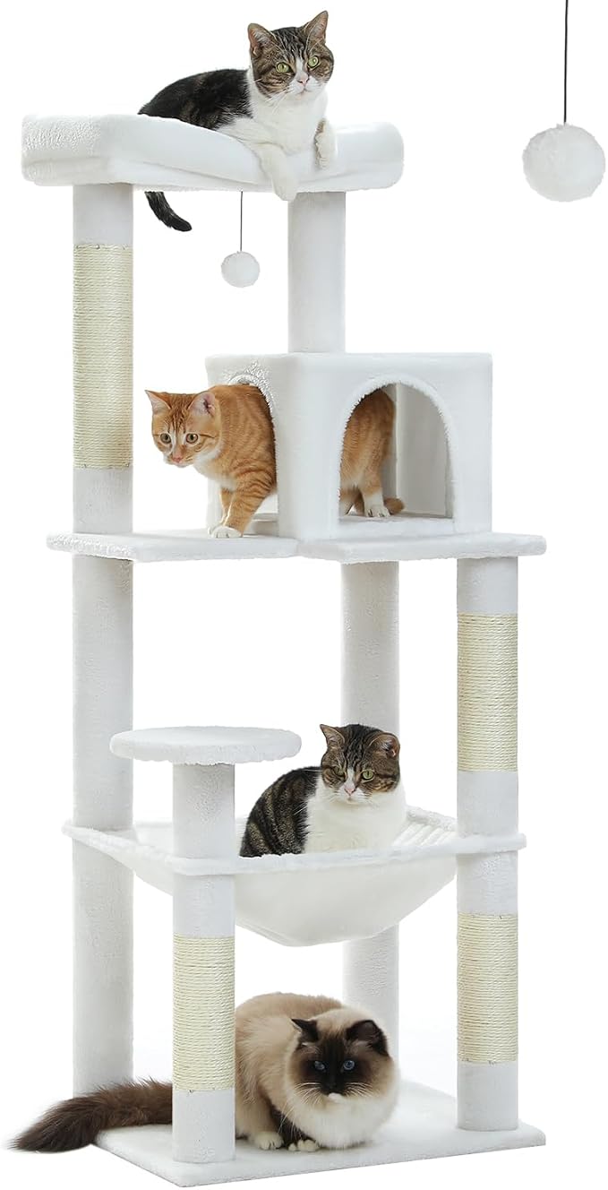 Cat Tree for Large Cats with Metal Plush Big Hammock, 56.3" Cat Tower for by MUTTROS