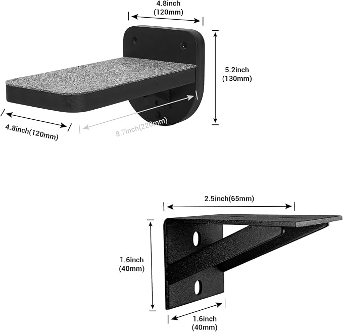 ESPETS Set of 3 Black Natural Sturdy Wood Cat Wall Floating Steps - Image 3
