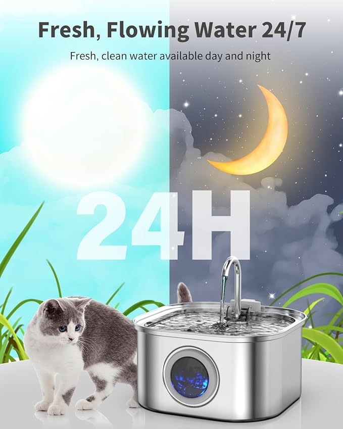 Cat Water Fountain Stainless Steel, 108oz/3.2L Automatic Pet Water Dispenser - Image 4