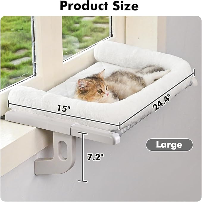 Cat Window Sill Perch with Large Bolster, Pet Hammock Bed - Image 5