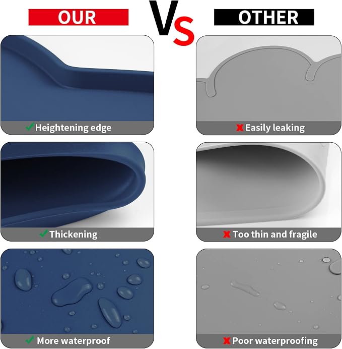 Ptlom Silicone Pet Feeding Mat for Dogs and Cats, High-Lips Pet Placemat - Image 4