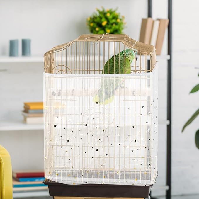 Large Bird Cage Cover, Bird Cage Seed Catcher, Adjustable Soft Airy Nylon Mesh - Image 4