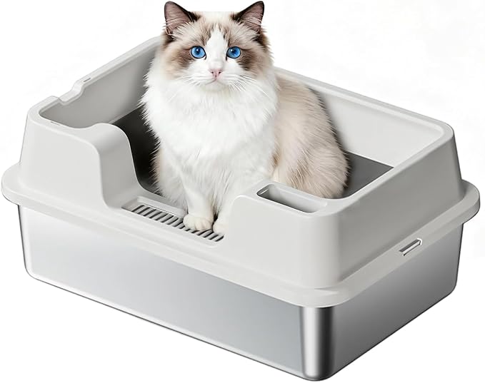 Stainless Steel Litter Box, XL Enclosed Cat Litter Boxes by Garvee