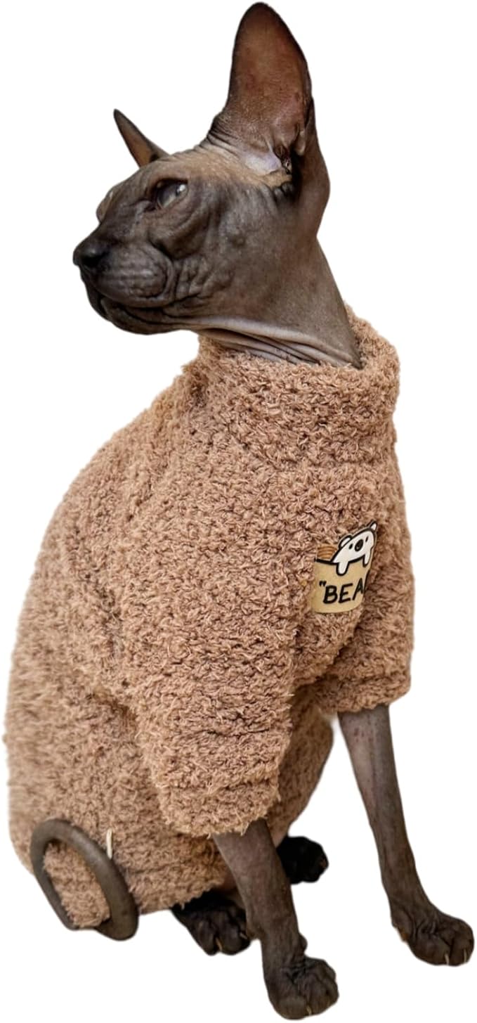 Sphynx Cat Clothes Hairless Cat Super Soft Warm Fleece T Shirt Elastic Winter - Image 3
