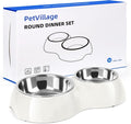 Double Dog Bowls Set – Non-Slip Pet Food & Water Dishes by Petvillage