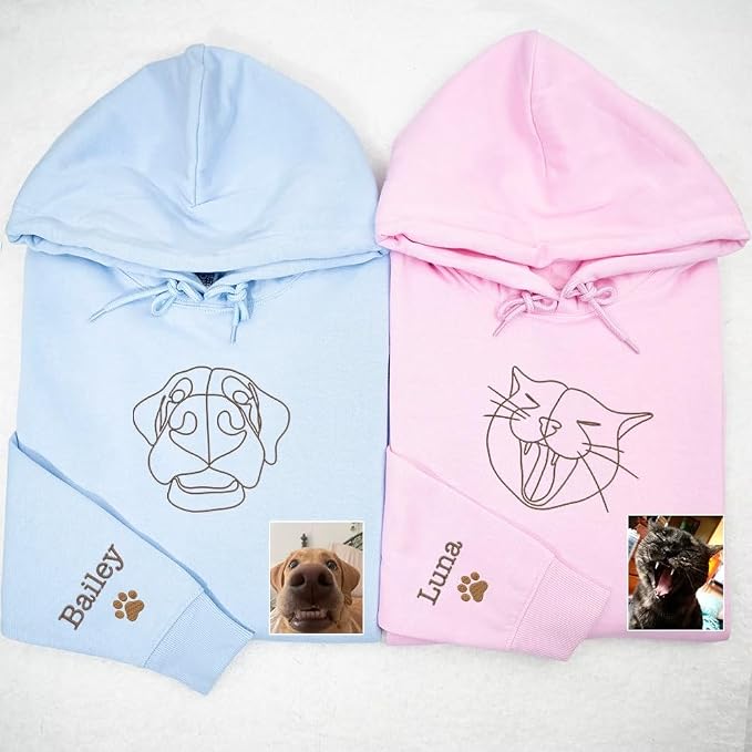 Personalized Embroidered Dog Hoodie, Personalised One-Line Dog Shirt, Unisex - Image 3