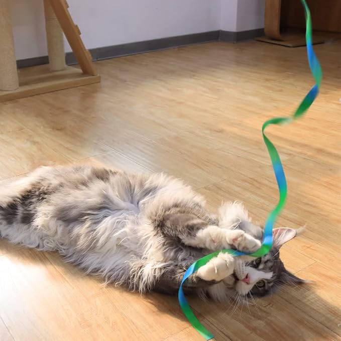 LASOCUHOO Interactive Cat Rainbow Wand Toys, Interactive Cat Teaser Wand String - Image 4
