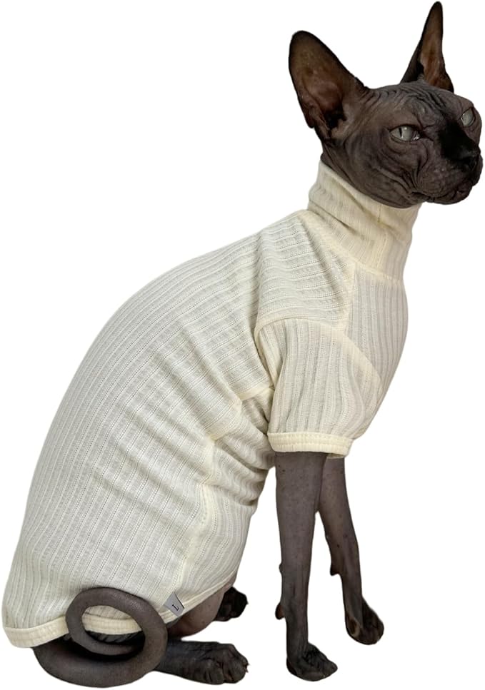 Sphynx Cats Shirt Cat Turtleneck Cotton Sweater Pullover Kitten T-Shirts by Kitipcoo