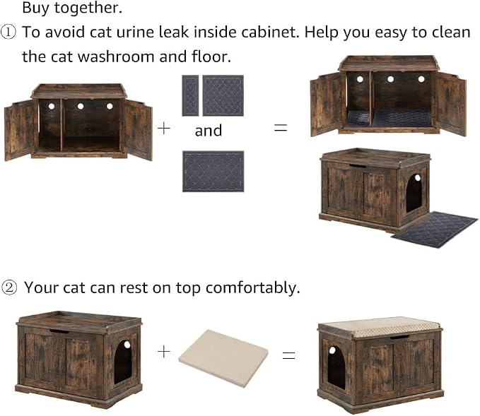unipaws Cat Litter Box Enclosure Furniture, Dog Proof Hidden Litter Box Cover - Image 7