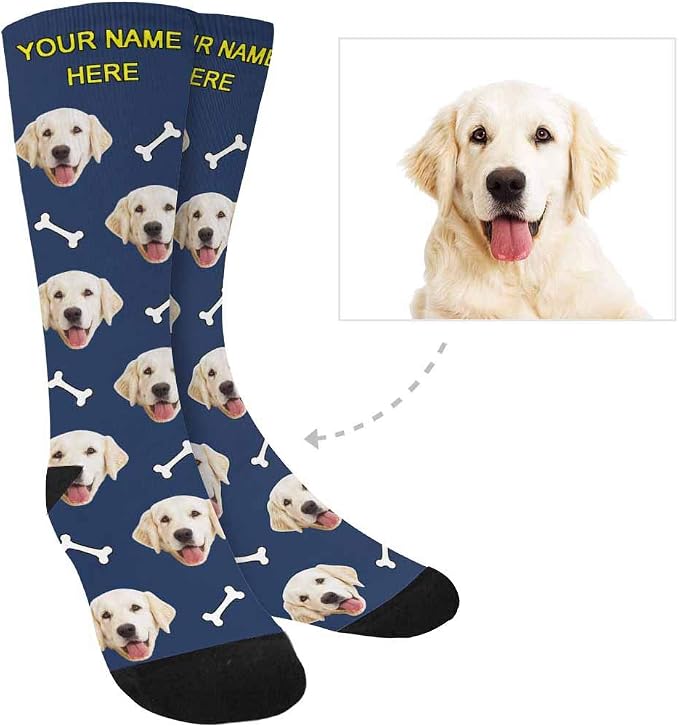 MyPupSocks Custom Personalized Photo Pet Face Socks, Cat and Dog Tracks Paws - Image 2