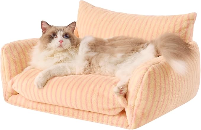 Hollypet Cat Bed Fluffy Plush Mutifuctional Double-Layer Soft Pet Couch by Hollypet