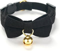 Soft Corduroy Cat Collar with Bell and Bowtie, Safety Breakaway Clasp, by Petiry