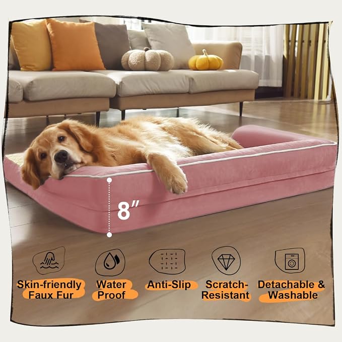 Large Dog Bed Orthopedic Washable Extra Pink XL XLarge Big Dog Bed - Image 6