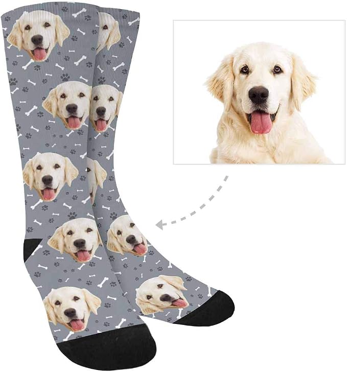 MyPupSocks Custom Personalized Photo Pet Face Socks, Cat and Dog Tracks Paws - Image 3