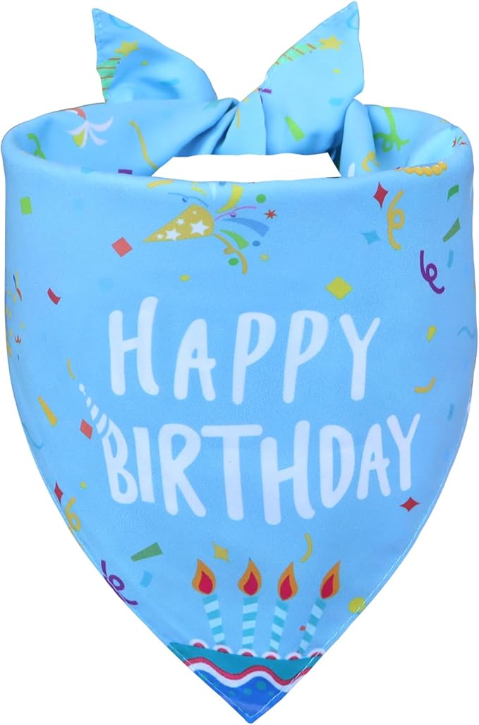 Dog Birthday Bandana Boy for Medium Large Dogs, Reversible 2 Patterns in 1 - Image 2