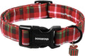 DOGWONG Christmas Plaid Dog Collar, Cute Adjustable Red Collar by DOGWONG