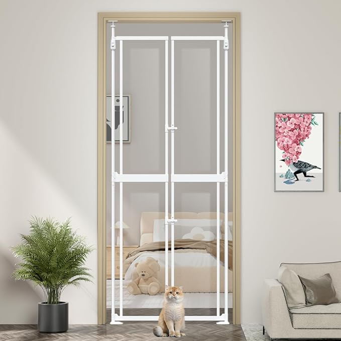 71-98" Clear Tall Cat Pet Gate, 33.5-36 in Wide Extra High Dog Gates by THEYFIRST