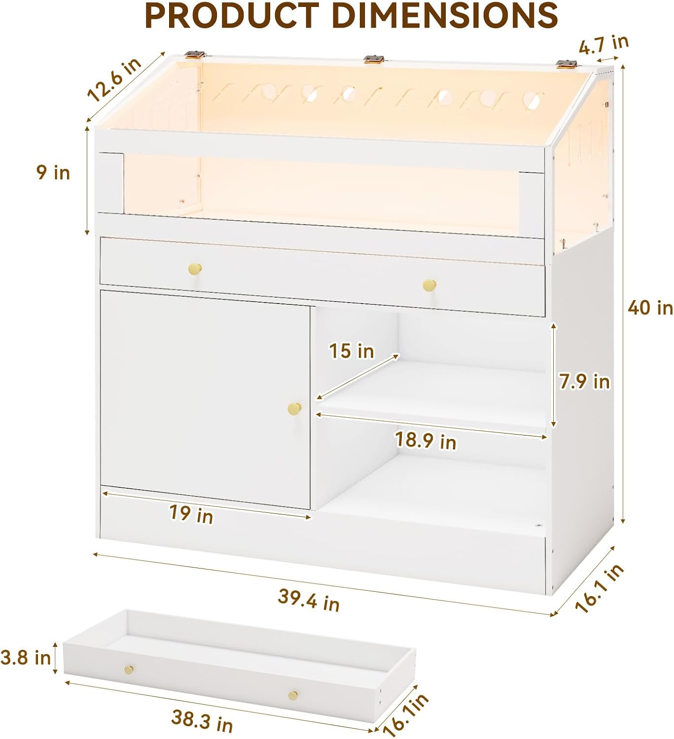 Hamster Cage with Storage Cabinet and Acrylic Panels - GlobalHabitat Supply