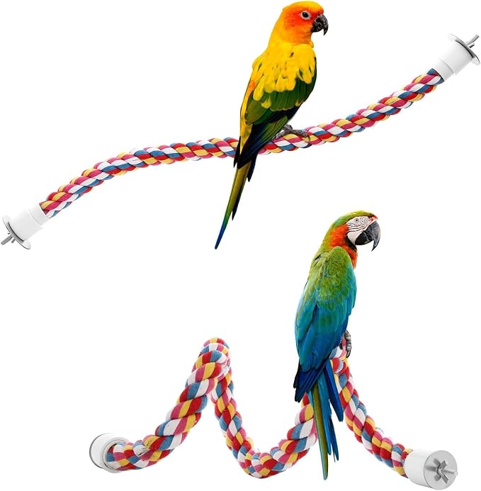 Bird Rope Perches, Parrot Toys 48 inches Rope Bungee Bird Toy - Image 6