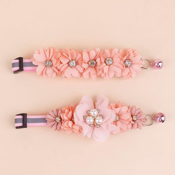 2 Pack Cat Collar Pink Floral - Image 7