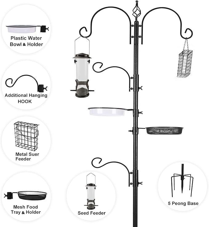 ERYTLLY Bird Feeding Station Kit Bird Feeder Pole Wild Bird Feeder Hanging Kit - Image 8