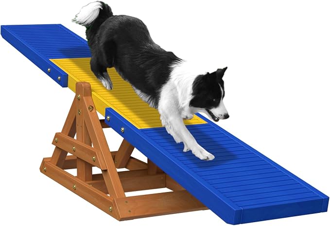95" Wooden Dog Seesaw, Dogs Agility Course Backyard Set by SUNIBOXI