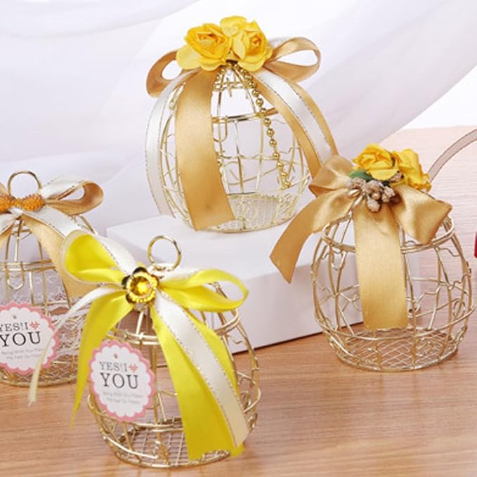 Beaupretty 6pcs Birdcage Shape Tinplate Candy Box Elegant Wedding Favor - Image 4