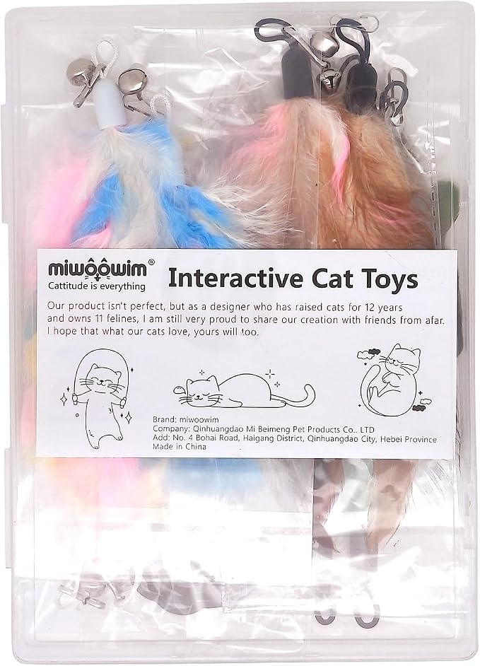 12 Pack Cat Wand Feather Toy Refills - Image 5