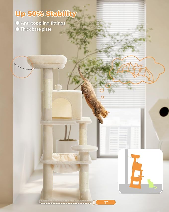 Cat Tree for Indoor Cats, 45.7" Multi-Level Cat Tower - Image 4