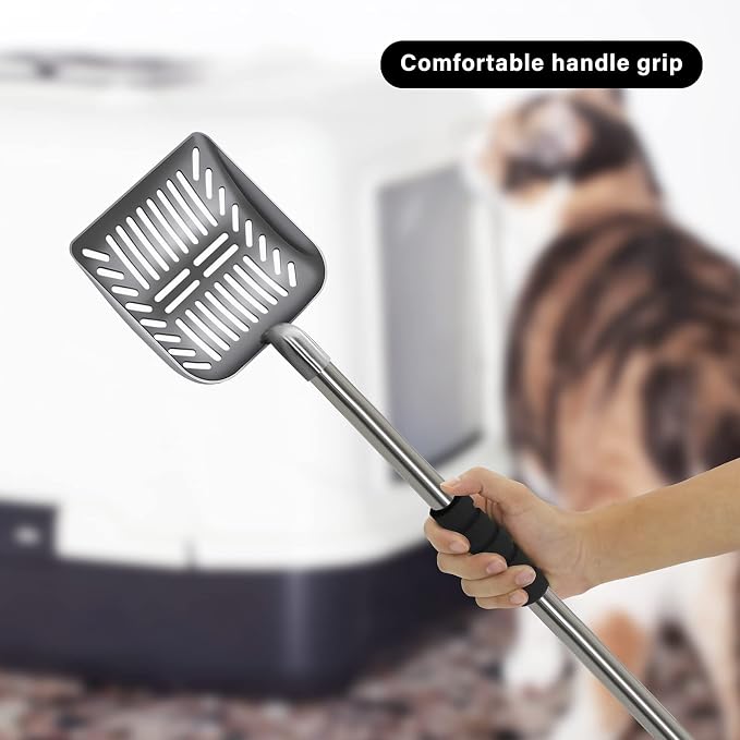 Cat Litter Scoop, Metal Long Handle Kitty Litter Coop Scooper, Heavy Duty Cats - Image 4