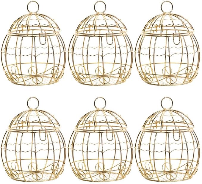 Beaupretty 6pcs Birdcage Shape Tinplate Candy Box Elegant Wedding Favor by Beaupretty