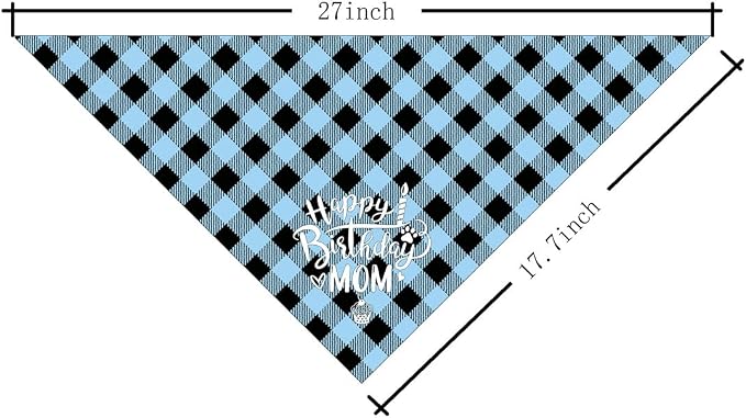 Dog Bandana, Happy Birthday Mom Dog Bandana, Dogs Scarf Classical Plaid Printing - Image 2