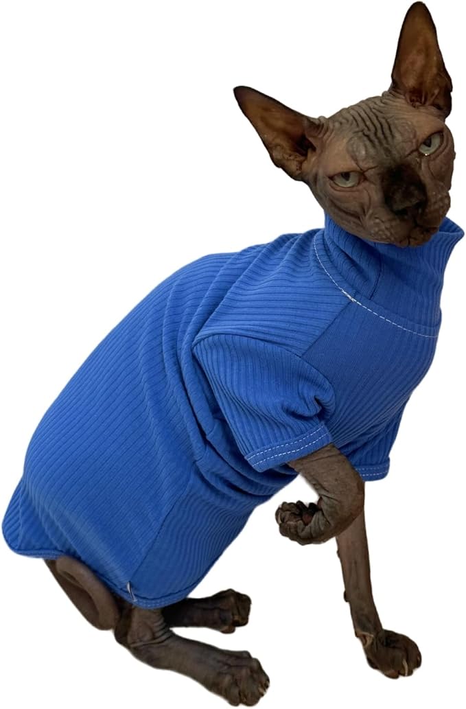 Sphynx Cats Shirt Cat Turtleneck Cotton Sweater Pullover Kitten T-Shirts - Image 2