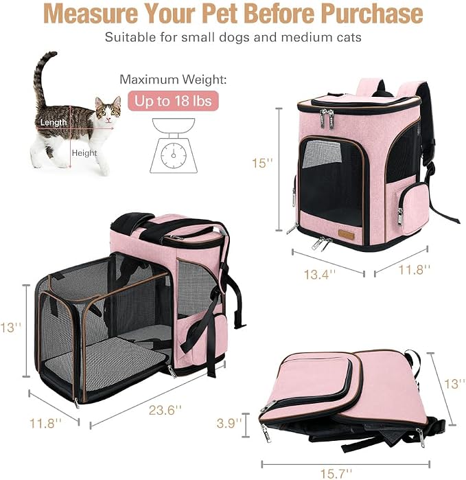 Lekereise Pet Carrier Backpack Expandable Cat Backpack - Image 2