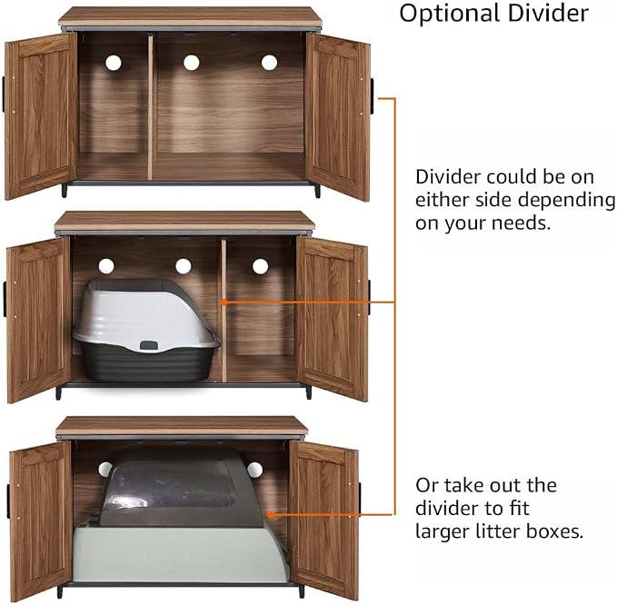 unipaws Top Opening Cat Litter Box Enclosure, Friendly to Elderly People - Image 5