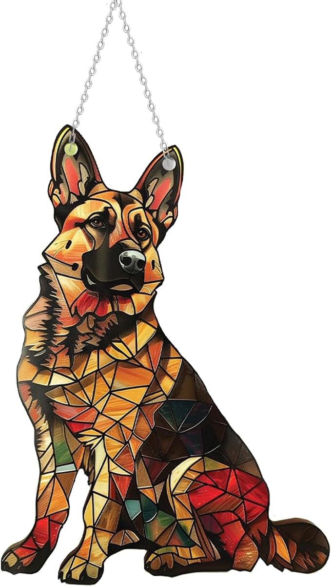 German Shepherd Window Hanging Decor Suncatcher Dog ，Stain Acrylic Window by JDOQOKJ