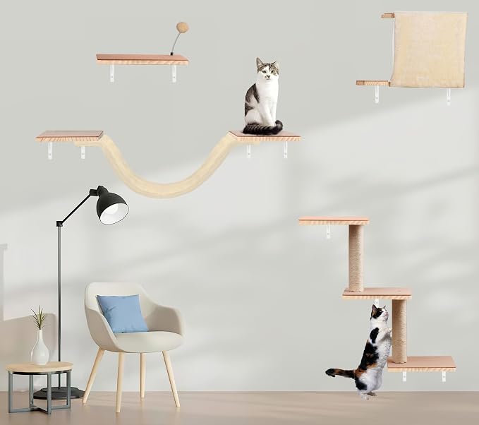 Cat Shelves for Wall，Solid Wood Cat Wall Furniture - Image 7