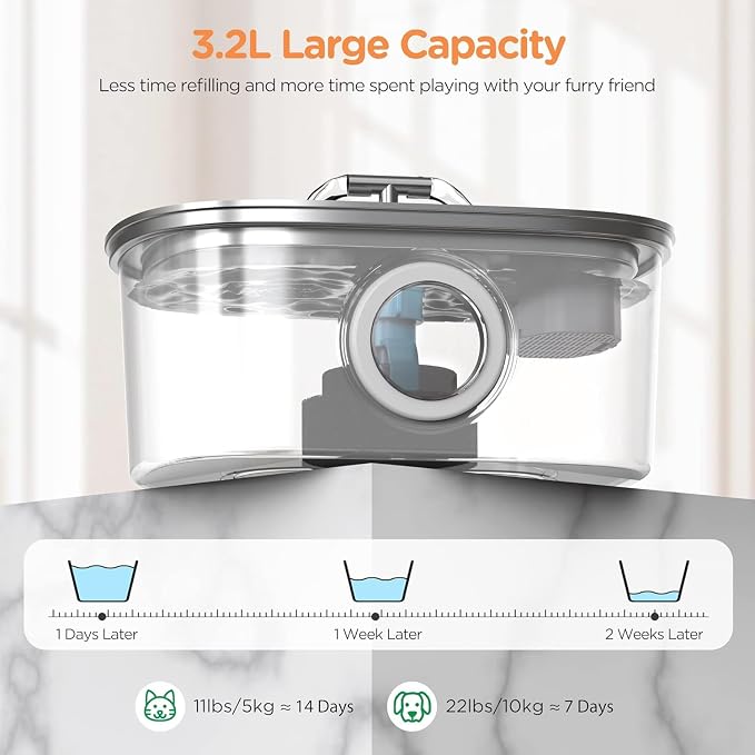 Cat Water Fountain Stainless Steel: 108oz/3.2L Cat Fountain - Image 6