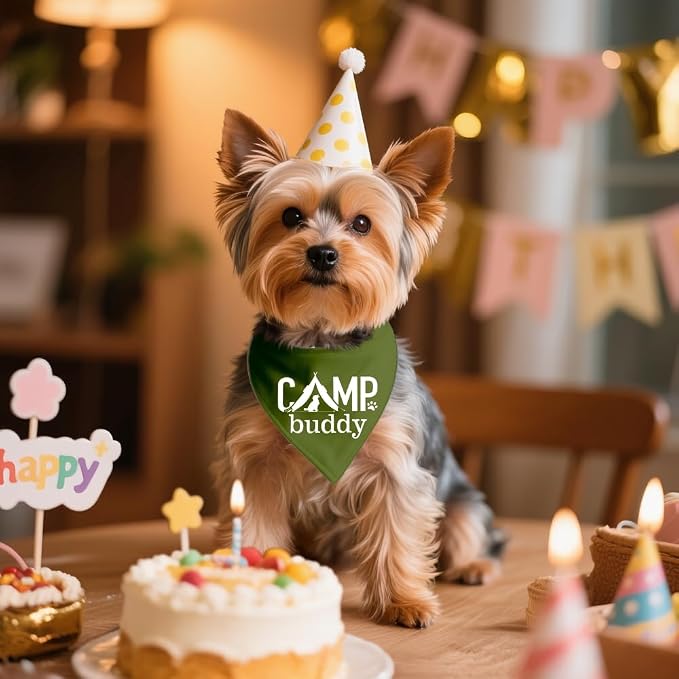 Camp Buddy Green Dog Bandana, Funny Puppy Scarf Photo Prop - Image 4