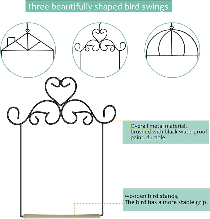 3PK Metal Frame Hummingbird Swings and Perches - Image 3