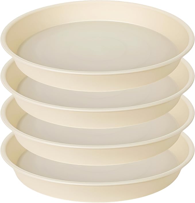 4 Pack of 14 inch Plant Saucers Bird Bath Bow Round, Plastic Plant Saucer Tray by Bleuhome