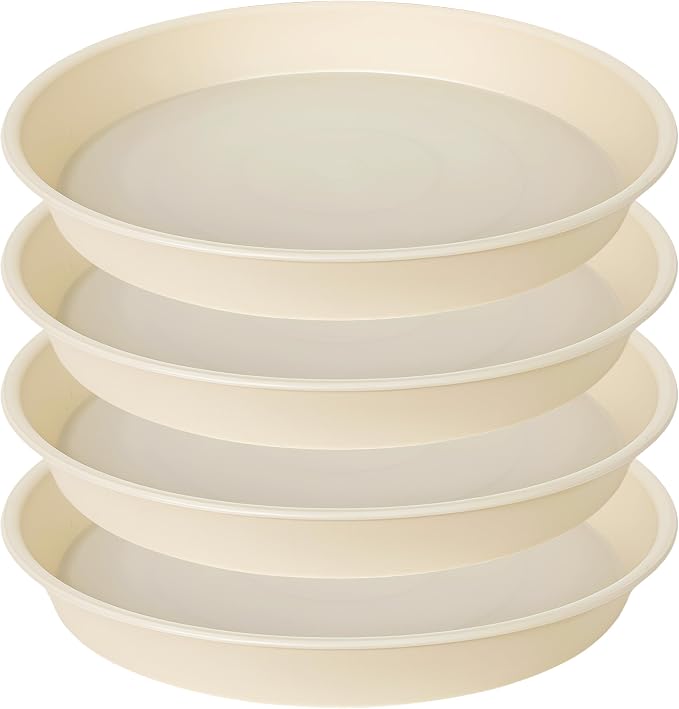 4 Pack of 18 19 inch Plant Saucer Drip Tray, Heavy Duty Deep Plant Saucers by Bleuhome