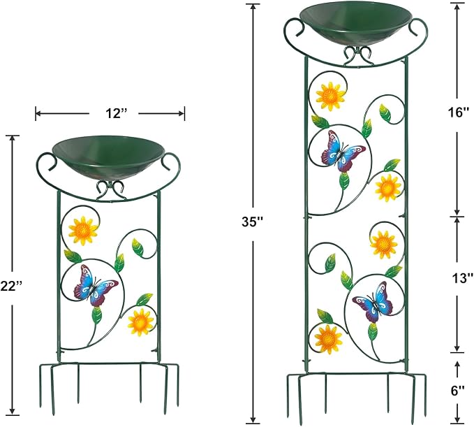 HONGLAND Metal Bird Bath with Trellis, Decorative Bird Feeder Station with - Image 5