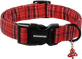 DOGWONG Christmas Plaid Dog Collar, Cute Adjustable Red Tartan Collar by DOGWONG