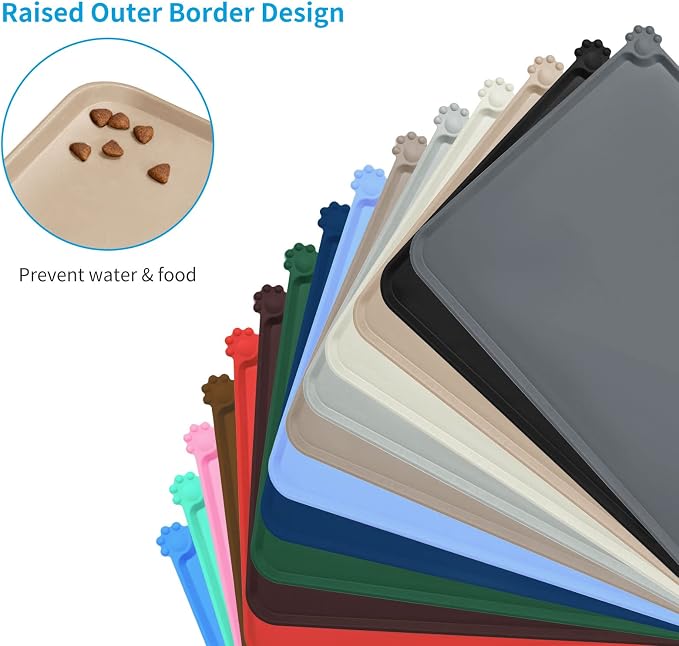 AUDWUD Silicone Waterproof Pet Feeding Mats, Anti Slip Bowl Pad, Dog Mat - Image 3