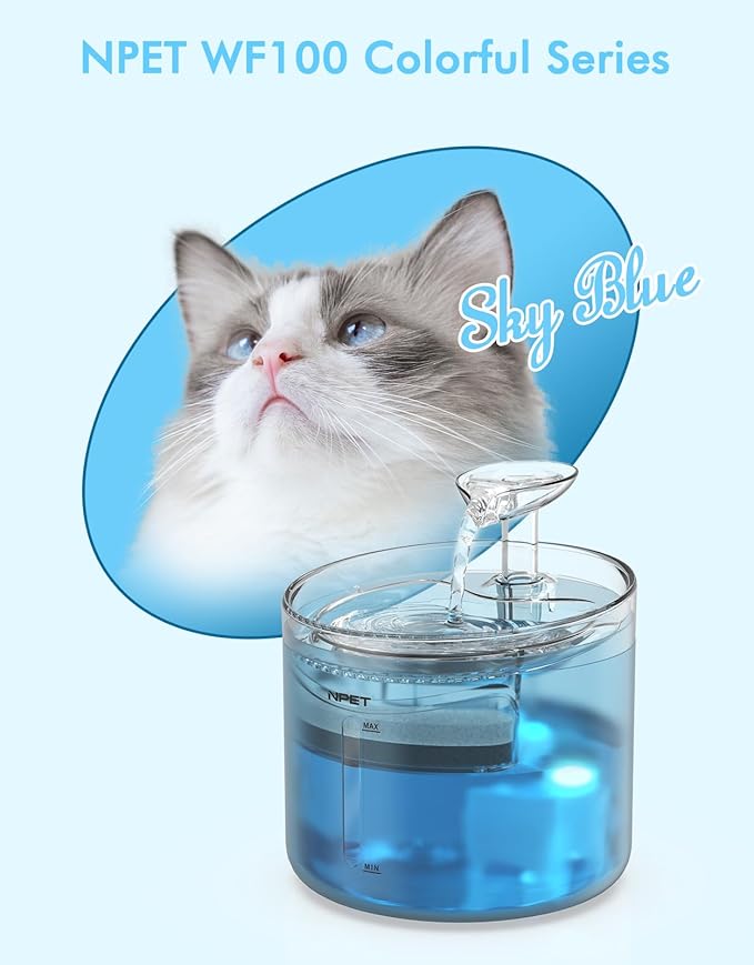 NPET WF100 Cat Foutain, 54oz/1.6L Automatic Cat Water Fountain - Image 5