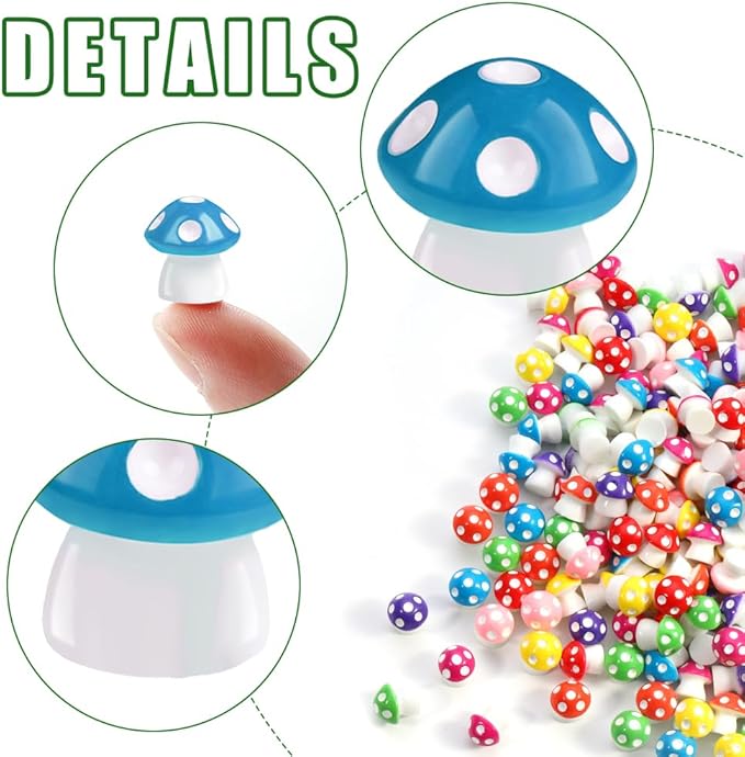DIYDEC 100pcs Mini Resin Mushroom 8 Colors Small Mushrooms Figures Tiny Resin - Image 4